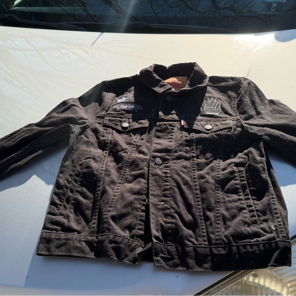 Levi's Black Denim Jacket with Embroidered Logos